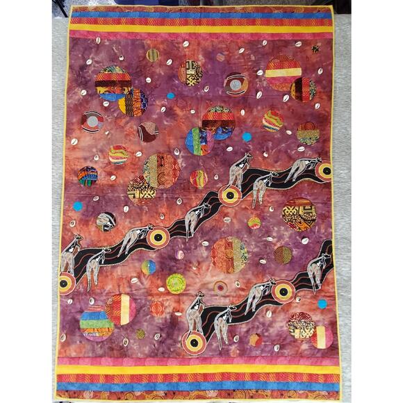 Beautiful 37" x 52" Quilted Art Wall Hanging signed by Artist - Gone Native - Picture 1 of 12